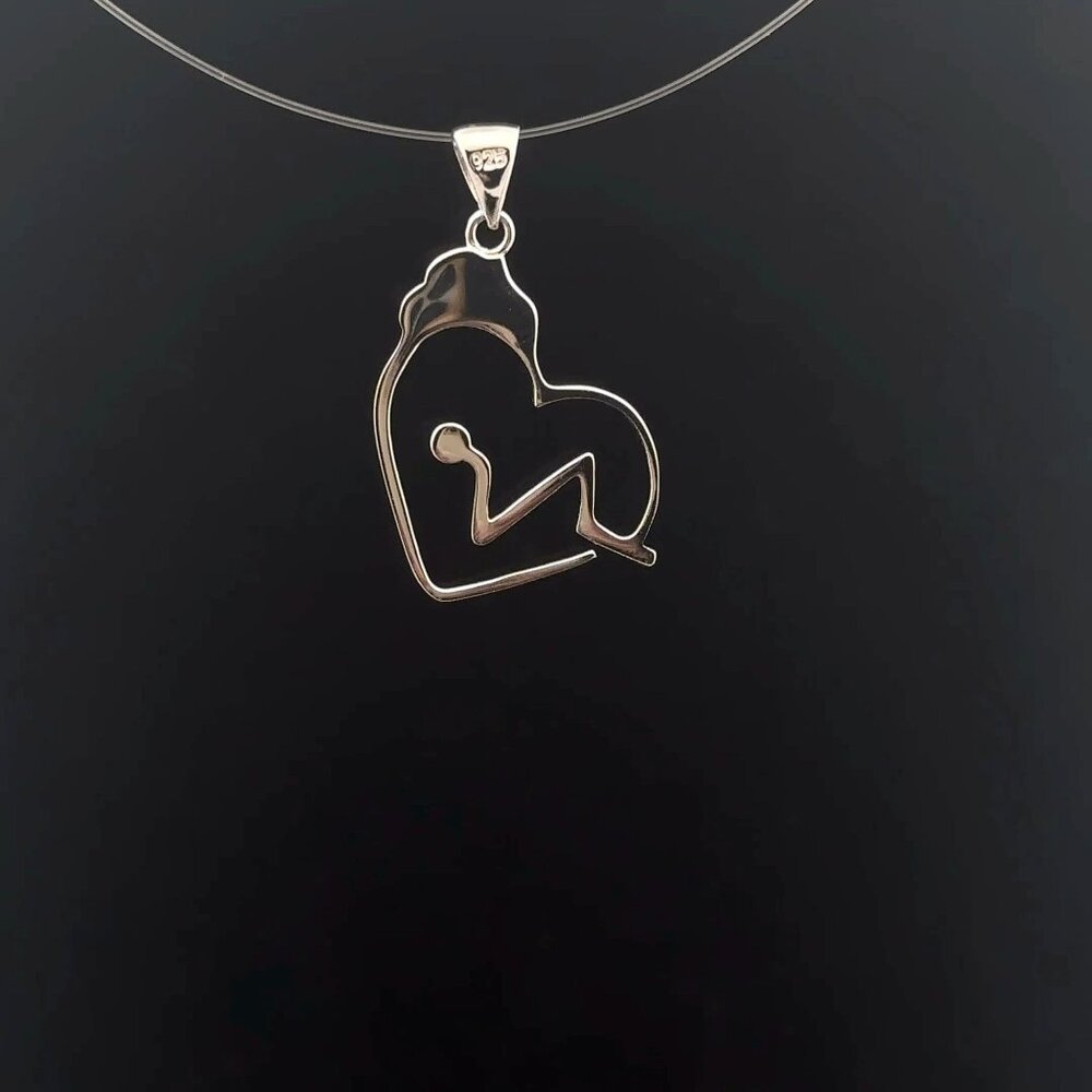 925 Sterling Silver Pendant Charm  Heart Beat - Picture 2 of 5